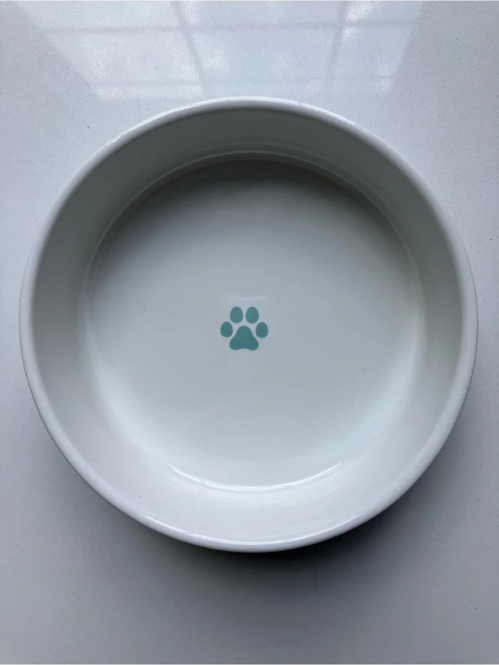 Fringe Studio White Ceramic Pet Bowl with Blue and Gray Confetti
